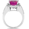 Pompeii3 4 1/2ct Pink Topaz & Diamond Vintage Halo Engagement Ring White Gold - 3 of 4