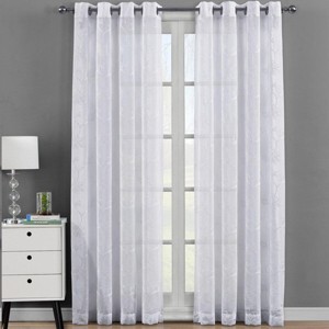 Andora Embroidered Grommet Top Sheer Panel Curtain Pair (Set of 2) - 1 of 4