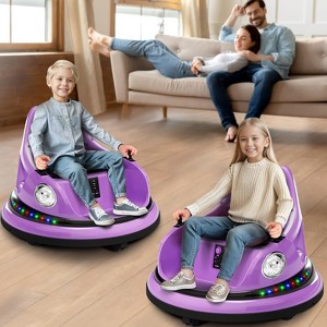 12V Bumper Car for Toddlers, Electric Toy Ride on Battery Car with Kids W/Parent Remote Control, 2-Speed, 360 Degree Spin, Music & LED Lights - 1 of 4