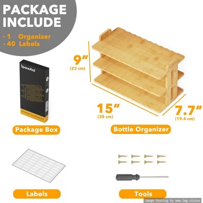 SpaceAid Bamboo Water Bottle Organizer with Labels for Kitchen and Pantry,(3-Tier, Hold 12 Bottles) — фото 4