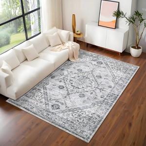 Indoor Vintage Area Rugs For Living Room Retro Low Pile Non Slip Distressed Rug For Bedroom Washable Lightweight Soft Foldable Carpet Home Decor - 1 of 4
