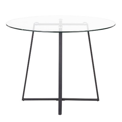 Cosmo 40" Round Black Metal and Glass Dining Table