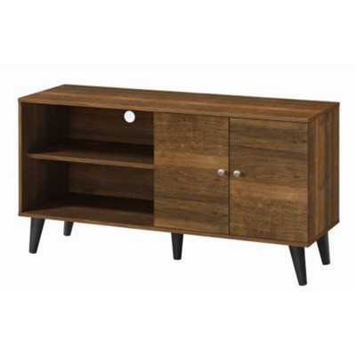 Syemin TV Stands and Consoles Fashion TV Stand for TVs up to 47.3" with 2 Storage Shelves 1 Cabinet for TV in Living Room, Brown, 47.3"*15.2"*25.6"