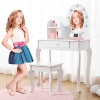 Kids Vanity Set, White Toddler Makeup Vanity Table with Stool, Lights, Mirror, Play Makeup Set, Wooden Little Princess Dressing Table for Children - 4 of 4