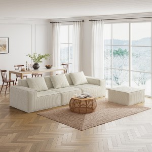 KWPZQEB Cloud Sectional Couch, Chenille Tofu Block Sofa, Upholstered Couches with Armrest & Deep Seat, Compressed Sofa for Living Room, Bedroom - 1 of 4