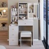Vanity Table with Touch Tri-Color Sliding LED Mirror,Cushioned Stool and Storage Drawers for Bedroom-The Pop Home - 3 of 4