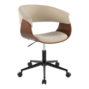 TiramisuBest Mid-Century Modern Cream Fabric Office Chair, Black Metal Base, Adjustable Height & Swivel - 1 of 4