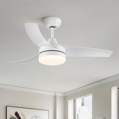 BestParts 42 Inch Ceiling Fan with LED Light, 6-speed Quiet DC Motor & Reversible Blades, Modern Flush Mount Indoor Fan, ETL Certified White