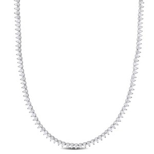EVERLY JEWELRY | Sterling Silver 44 1/2 CT TGW Created White Sapphire Teardrop Tennis Necklace, 18 inc - 1 of 4