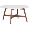 Maja Round Marble Coffee Table - Marble/Walnut - Safavieh - 3 of 4
