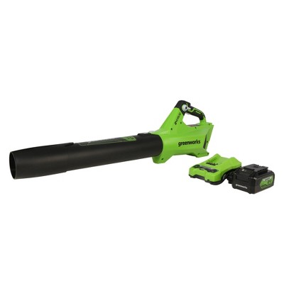 Greenworks POWERALL 24V 2Ah Cordless 450CFM / 110MPH Brushless Axial Leaf Blower Kit with Battery and Charger Included