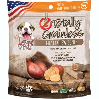 Loving Pets Totally Grainless Large Beef & Sweet Potato Chewy Bones (6 oz Pack)