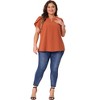 Agnes Orinda Women's Plus Size Casual Summer Dressy Petal Short Sleeve Split Neck Blouses - 3 of 4