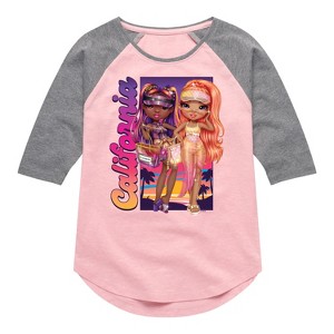 Girls' - Rainbow High - California Shirt Tail Raglan Graphic T-shirt - 1 of 4