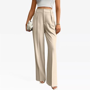 Womens Wide Leg Pants 2025 High Waisted Stretch Fit Forward Pleated Center Creased Pants Business Casual Trousers Office Work Pants - 1 of 4