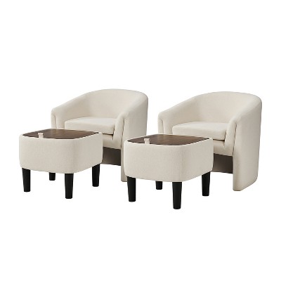 Giles Morden Upholstered Armchair with Removable Legs Storage Ottaman Set of 2|Artful Living Design