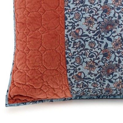 Standard Blue and Desert Rose Cotton Floral Sham