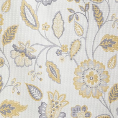 Yellow Floral Jacquard Room Darkening Curtain Panel