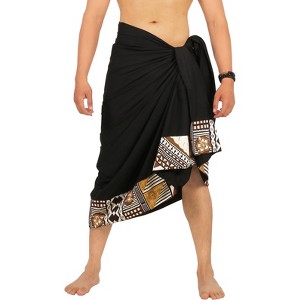 LA LEELA Men's Swimwear Cover Up Summer Pareo Sarong One Size Kohl - 1 of 4