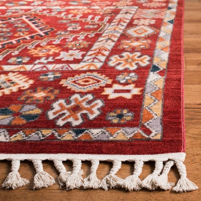 Red and Ivory Medallion Boho Cotton Area Rug 3' x 5'