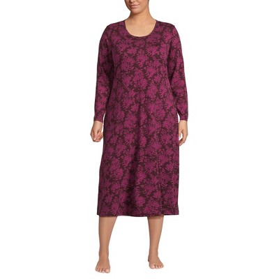 Lands' End Women's Cotton Long Sleeve Midcalf Nightgown