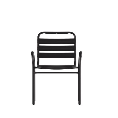 Lila 31'' Black Commercial Metal Indoor-Outdoor Stack Chair