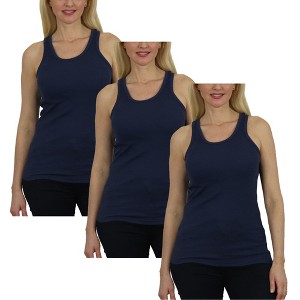 Galaxy By Harvic Women's Loose Fit Ribbed Tank Top-3 Pack - 1 of 4