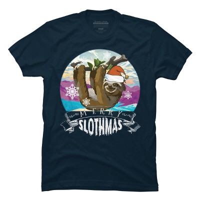 Men's Design By Humans Merry Slothmas - Funny Christmas Pajama for Sloth LoversÂ By TELO213 T-Shirt