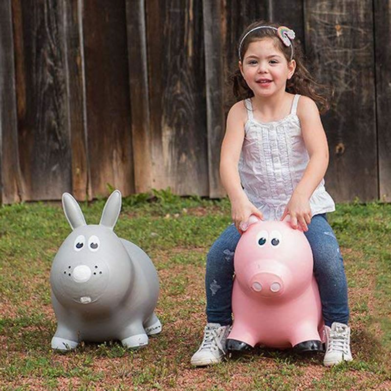 Farm Hoppers Inflatable Bouncing Grey Rabbit, 2 of 4