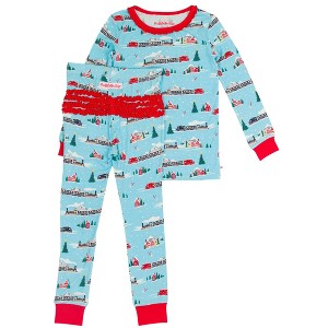 RuffleButts SoftSnooze Toddler Girls Ruffle Long Sleeve Pajama Set - 1 of 4