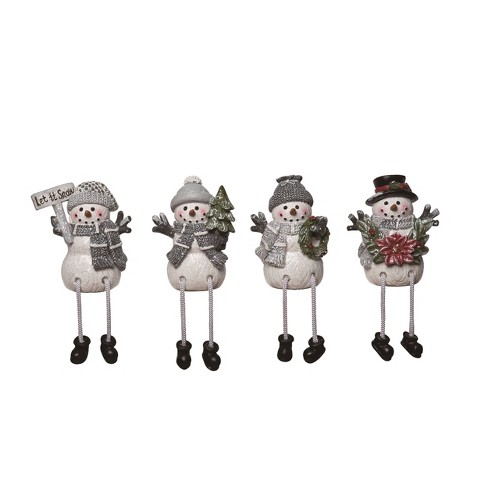 Transpac Resin Gray Snowmen Shelf Sitter Set of 4 Christmas Home Decorations - image 1 of 1