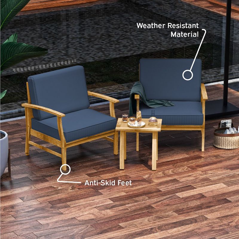 Nestl Small Patio Furniture Set, 3 Piece Outdoor Patio Bistro Set with Cushions, 5 of 7