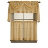 Kate Aurora Complete 4 Piece Linen Leaf Embroidered Complete Kitchen Curtain Set - 2 of 3