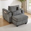 KTMBDW Convertible Sofa, Corduroy Chaise Lounge Sofa with 2 Cup Holders and Phone Holder, Armrests with Built-in Storage  for Bedroom - 2 of 4