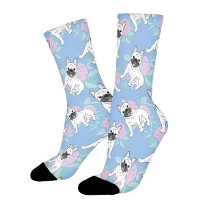 Cute French Bulldog Women Printed Crew Socks Funny Funky Socks Soft Polyester Novelty Gifts for Artists Men - 1 of 1