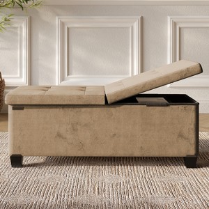 StorageBud Storage Ottoman for Bedroom End of Bed, Velvet Storage Bench, Large Storage Ottoman Bench, Entryway Bench with Storage - 1 of 4