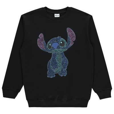 Ladies Lilo and Stitch Sweatshirt - Ladies Classic Lilo and Stitch Rhinestone Crewneck Sweatshirt