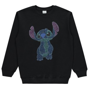 Ladies Lilo and Stitch Sweatshirt - Ladies Classic Lilo and Stitch Rhinestone Crewneck Sweatshirt - 1 of 4