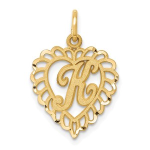 Black Bow Jewelry 14k Yellow Gold, Grace Collection, Satin Heart Initial K Pendant, 15mm - 1 of 4