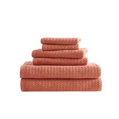 Tommy Bahama Northern Pacific 100% Cotton Terry- 6 Piece- Towel Set, Orange- 6 Pc Towel Set