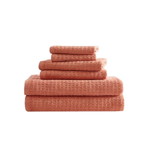 6pc Cotton Jacquard Bath Towel Set Orange