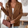 Coolmee Women's Suede Jacket Fall Winter Fashion Casual Faux Leather Blazer Jacket Trench Coat - 2 of 4