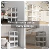 INFURNIC Decorative Storage Cabinets 3-Pack Transparent Stackable Storage Bins with Folding Design and Wheels, White, 26.38"*18.5"*45.47" - 3 of 4