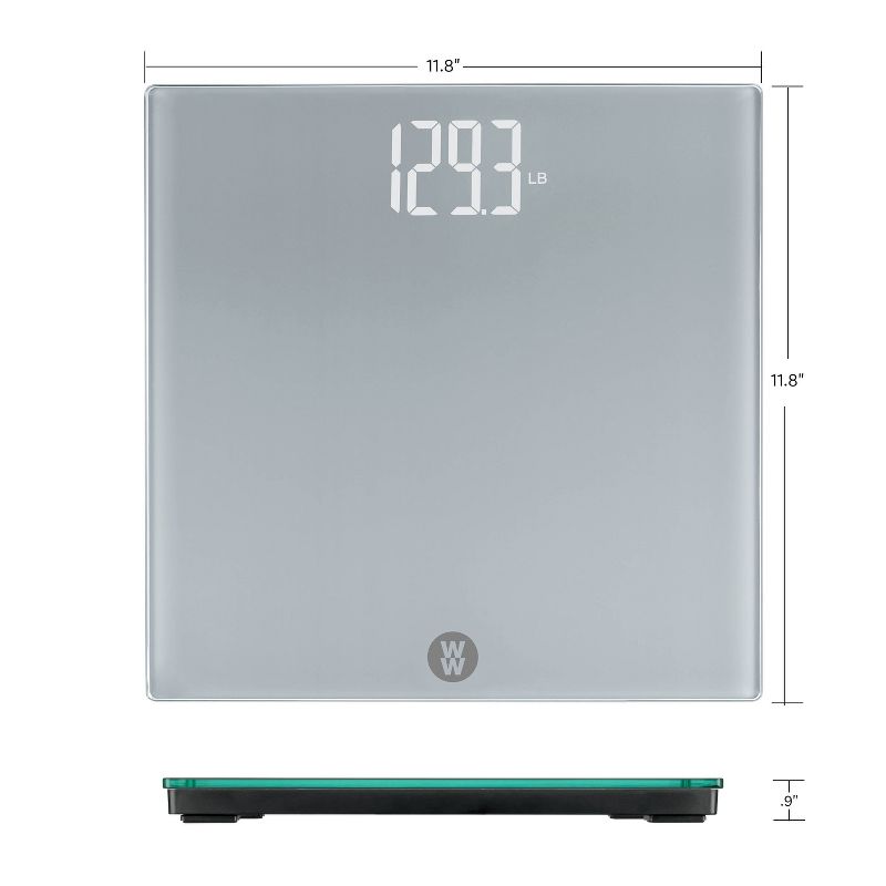 Hidden Display Scale with Extra Large Hidden LCD Display Gray - Weight Watchers, 5 of 7