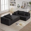 108"W Modern Chenille Upholstered Sectional Sofa Set, L-Shaped Free Combination Sofa Couch With 6 Pillows - ModernLuxe - 2 of 4