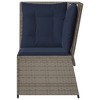 vidaXL Patio Sofa Corner - Gray Modular Sofa Chair with Navy Blue Cushions, PE Rattan, 26.4"x26.4"x37.4", UV-Resistant, Easy Maintenance - 4 of 4