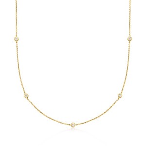 Pure Collection by Ross-Simons 0.10 ct. t.w. Bezel-Set Diamond Station Necklace in 14kt Yellow Gold - 1 of 4