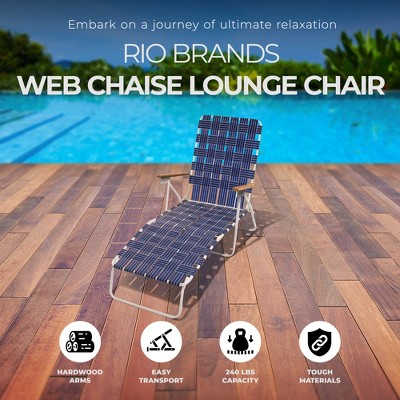 Blue and White Steel Frame Folding Chaise Lounge Chairs with Fixed Arms, 2 Pack