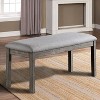 HOMES: Inside + Out 45" Windsong Cushioned Farmhouse Dining Bench Gray: Upholstered Seating, Wood Legs - image 2 of 4