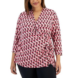 Anne Klein Womens 3/4 Sleeve Wrap Jersey - 1 of 1